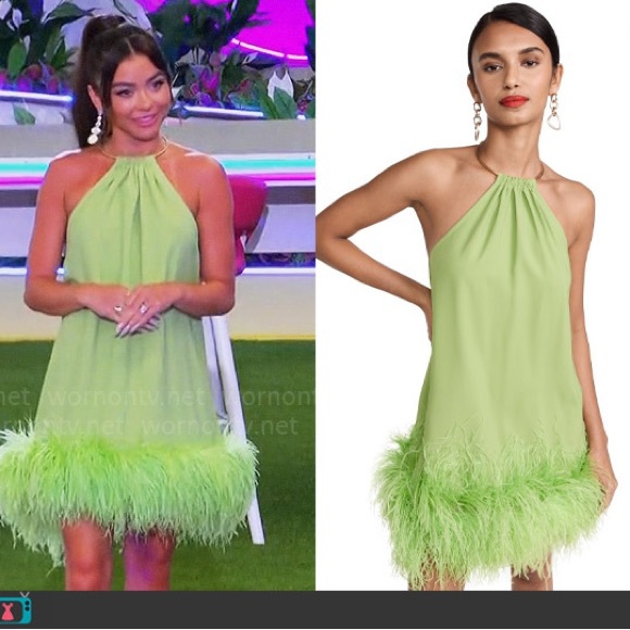 NWT Cult Gaia Reeves Feather Hem Dress in Mantis Green - Picture 4 of 11